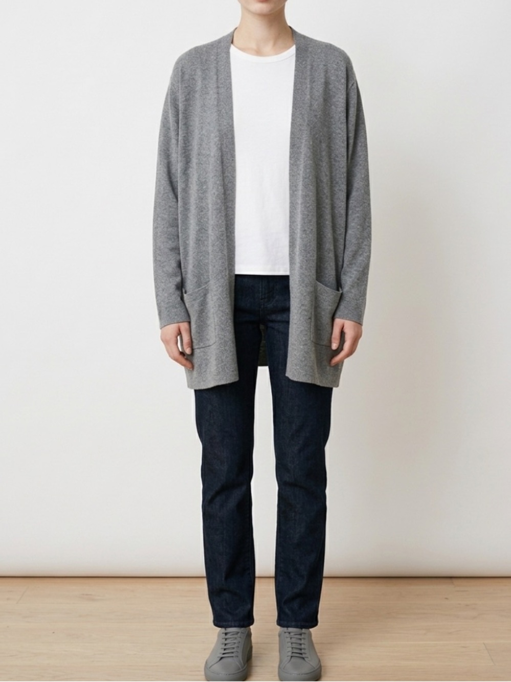 Eileen Fisher organic cotton Gray Open-Front Long Knit Cardigan 3X light gray